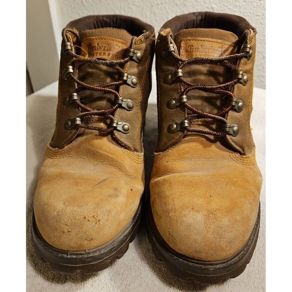 Timberland Hiking Boots Men\'s Size 10 Mid Top Leather 2 Tone Brown